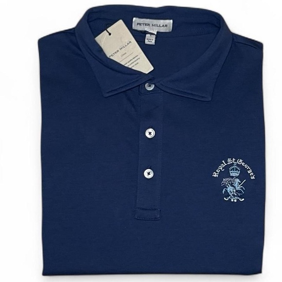 NWT! Peter Millar Blue Royal St George's Golf Polo Shirt Size Large The Open - Picture 1 of 6